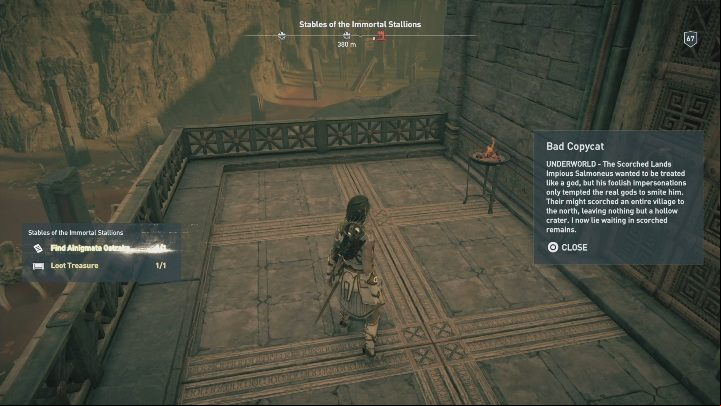 Location of Ainigmata Ostraka: The first element of the ostraka is in the Stables of the Immortal Stallions - AC Odyssey Fate of Atlantis: Episode 2, Torment of Hades - Ainigmata Ostrakas - Ainigmata Ostraka - Assassins Creed Odyssey Guide