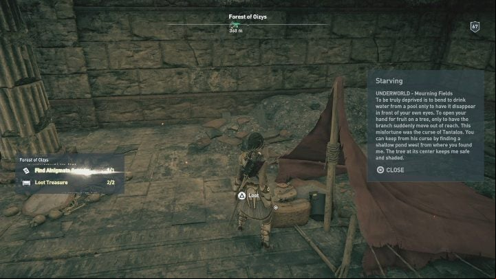Location of Ainigmata Ostraka: The first element of the ostraka is in the location called Forest of Oizys - AC Odyssey Fate of Atlantis: Episode 2, Torment of Hades - Ainigmata Ostrakas - Ainigmata Ostraka - Assassins Creed Odyssey Guide