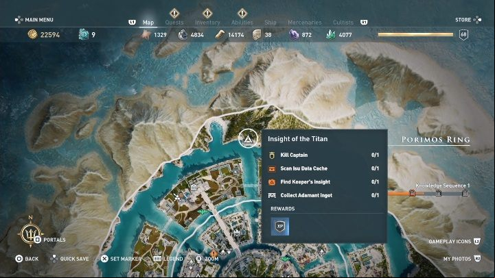 The Insight of the Titan is in the northern part of Porimos Ring - AC Odyssey Fate of Atlantis: The Dikastes of Atlantis - Episode 3 - Judgement of Atlantis - Assassins Creed Odyssey Guide
