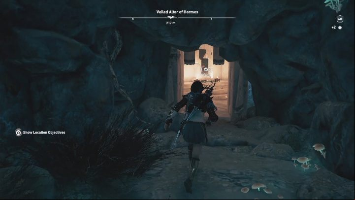 At the bottom, there is a small cave - AC Odyssey Fate of Atlantis: Veiled Altar of Hermes, Perception of Hermes - Perception of Hermes - Assassins Creed Odyssey Guide
