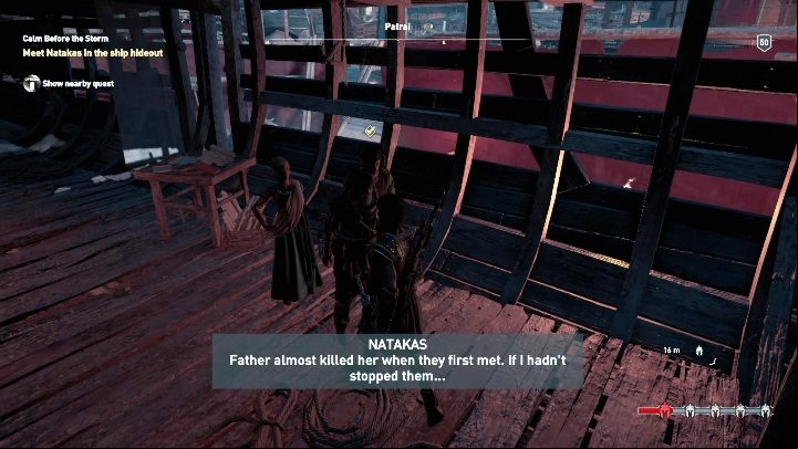 The first thing you need to do in this mission is to meet people in a boat - AC Odyssey Legacy of the first blade: Calm Before the Storm - Episode 2 - Shadow Heritage - Assassins Creed Odyssey Guide