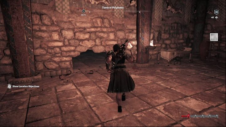 Walkthrough: Go inside and reach the end of the path, where you can find the first room without an exit - AC Odyssey: Tombs in Southern Sporades - Tombs - Assassins Creed Odyssey Guide