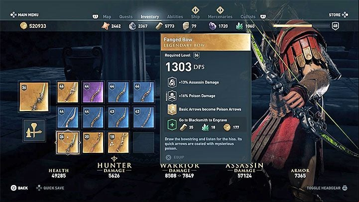 Item stats and type: Bow - AC Odyssey: Legendary Chests - Best builds - Assassins Creed Odyssey Guide