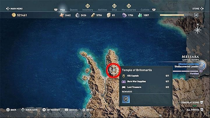 Chest location: Temple of Britomartis, region of Messara - AC Odyssey: Legendary Chests - Best builds - Assassins Creed Odyssey Guide
