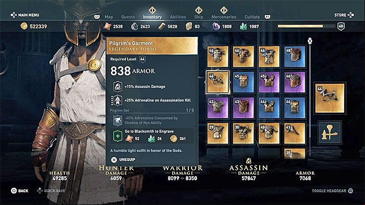 Item stats and type: Legendary torso - AC Odyssey: Legendary Chests - Best builds - Assassins Creed Odyssey Guide