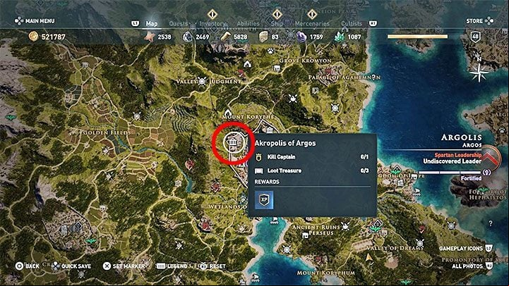Chest location: Akropolis of Argos, region of Argolis - AC Odyssey: Legendary Chests - Best builds - Assassins Creed Odyssey Guide