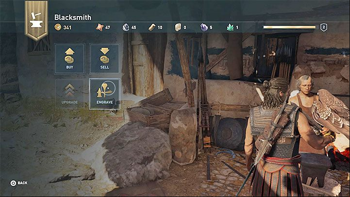You can apply engraving to weapons and armor at any blacksmith - AC Odyssey: How to get Engravings and how to apply them to weapons and armor? - FAQ - Assassins Creed Odyssey Guide