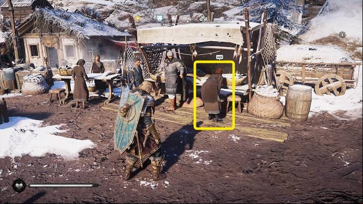 Head to the Picheringa and find the woman named Vera marked in the picture above - you will find her at the fish stall - Assassins Creed Valhalla: Crushed Dreams - Eurvicscire - Assassins Creed Valhalla Guide and Walkthrough