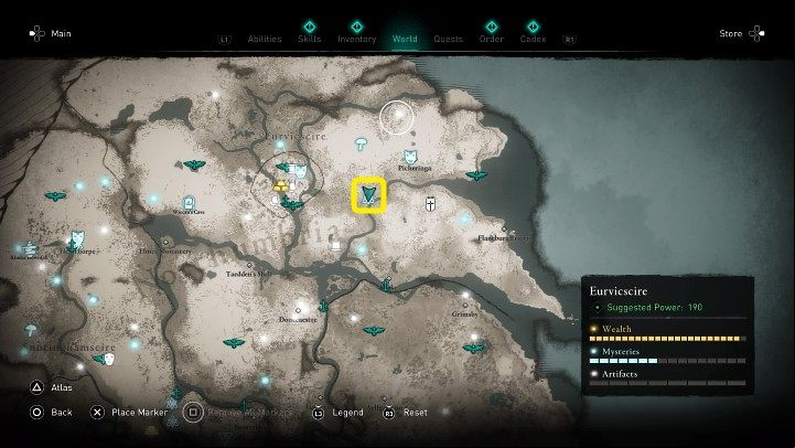 In the place marked in the picture above, you will find an abandoned village - Assassins Creed Valhalla: The Village Jurthgard - Eurvicscire - Assassins Creed Valhalla Guide and Walkthrough