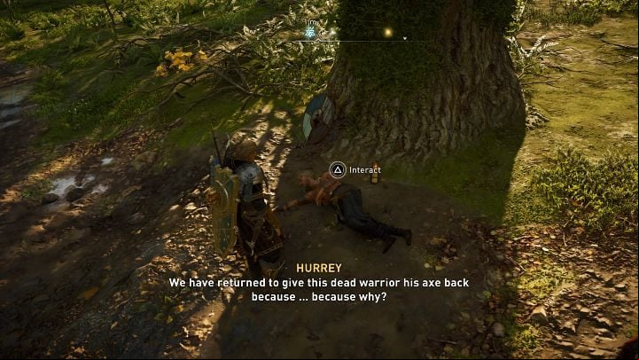 After you manage to retrieve the axe, return to the Viking's body and ensure that he receives his weapon and can enter Valhalla - Assassins Creed Valhalla: The Body - Glowecestrescire - Assassins Creed Valhalla Guide and Walkthrough