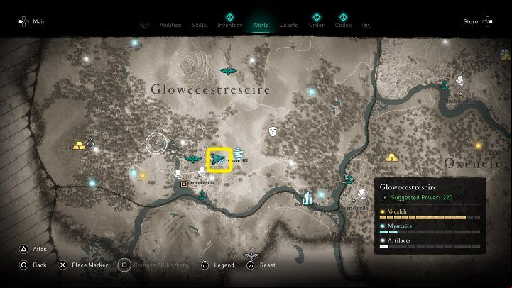 In the place marked in the picture above, you will meet a man named Gill - Assassins Creed Valhalla: Dearly Bee-Loved - Glowecestrescire - Assassins Creed Valhalla Guide and Walkthrough