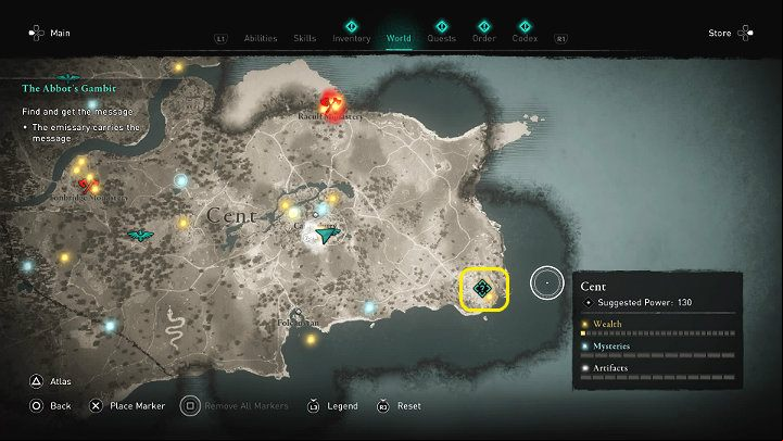 The envoy was heading for the white coast in the southeast, to Dover Fortress - Assassins Creed Valhalla: The Abbots Gambit - Cent - Assassins Creed Valhalla Guide and Walkthrough