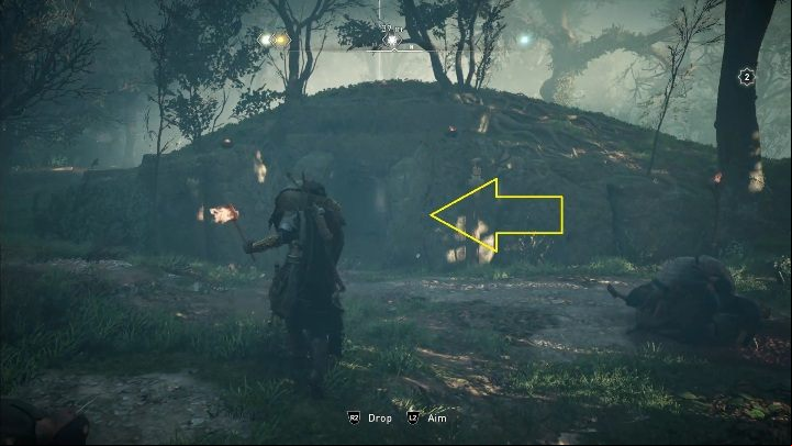 Location of the totem: to get to the totem you have to enter the cave - Assassins Creed Valhalla: Cursed Symbols - Essexe secrets, locations - Essexe - Assassins Creed Valhalla Guide and Walkthrough