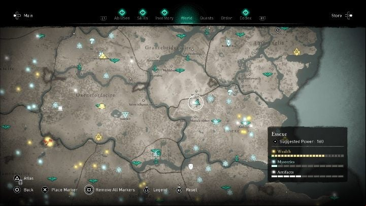 The location of the cursed place: in the north of the region - Assassins Creed Valhalla: Cursed Symbols - Essexe secrets, locations - Essexe - Assassins Creed Valhalla Guide and Walkthrough