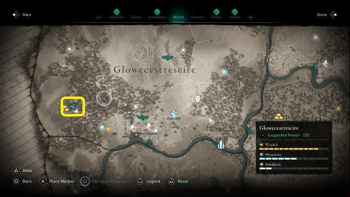 You can find the Temple of Ceres Bureau in Glowecestrescire, at the location marked in the picture above - Assassins Creed Valhalla: A Brief History of the Hidden Ones - Ravensthorpe - Assassins Creed Valhalla Guide and Walkthrough