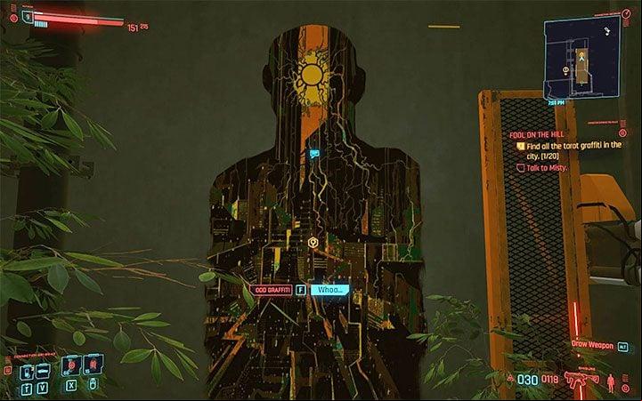 Once you reach the mural, you can " - Cyberpunk 2077: All Tarot cards - Secrets & Collectibles - Cyberpunk 2077 Guide