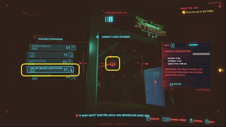 In the next room you will find a guard and a camera - Cyberpunk 2077: I Walk the Line walkthrough - Act 2 - Cyberpunk 2077 Guide