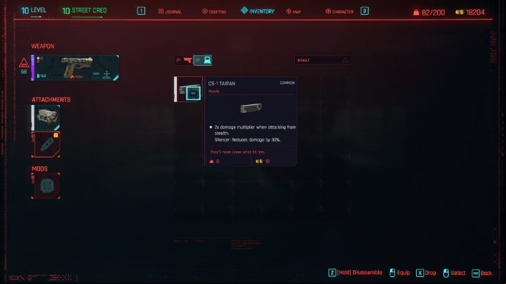 In addition to simply raising statistics, you can improve your weapons with additional elements - Cyberpunk 2077: Crafting and weapon upgrades - Basics - Cyberpunk 2077 Guide