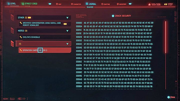 Break the security of the shard associated with the databank - Operation Carpe Noctem - Cyberpunk 2077: Full Disclosure - walkthrough - Exploration - Cyberpunk 2077 Guide