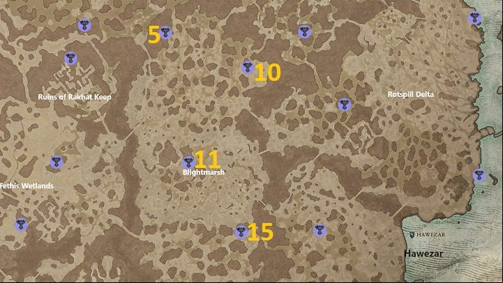There are 4 Altars to discover in Blightmarsh - Diablo 4: Altars of Lilith - Hawezar - Altars of Lilith - Diablo 4 Guide