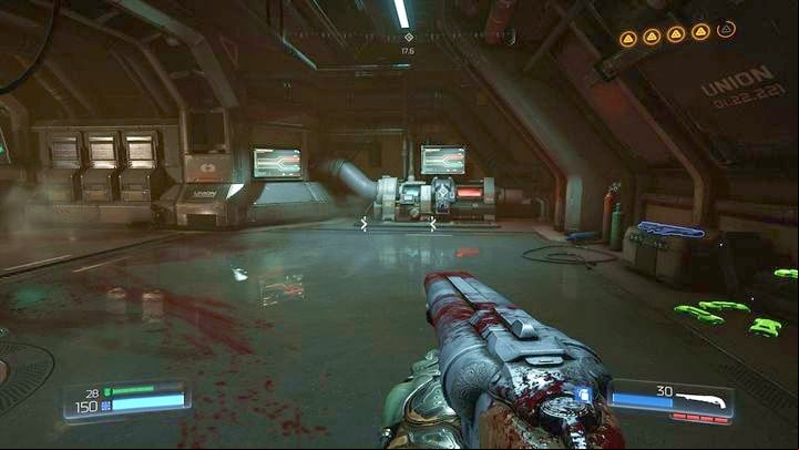 In the blue-lighted room with the third filter you will find the last Data Log - Doom: All secrets in Argent Facility - Secrets - Doom Game Guide & Walkthrough