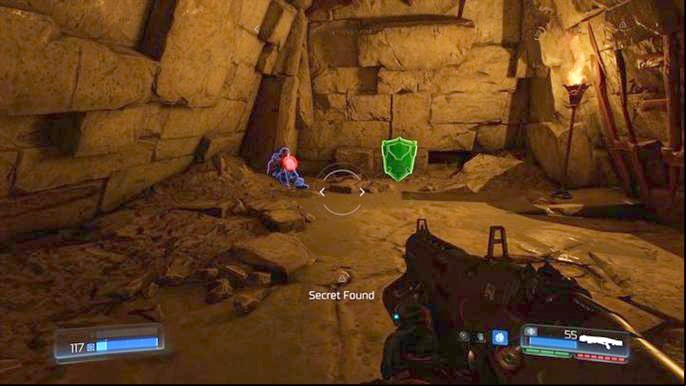The switch will open entrance to the tunnel below on the right - Doom: All secrets in Titans Realm= - Secrets - Doom Game Guide & Walkthrough