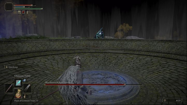 You should start off by leaving the circle you're in without approaching the blue light - Elden Ring: How to beat Bloodhound Knight Darriwil? - Stormhill - Elden Ring Guide