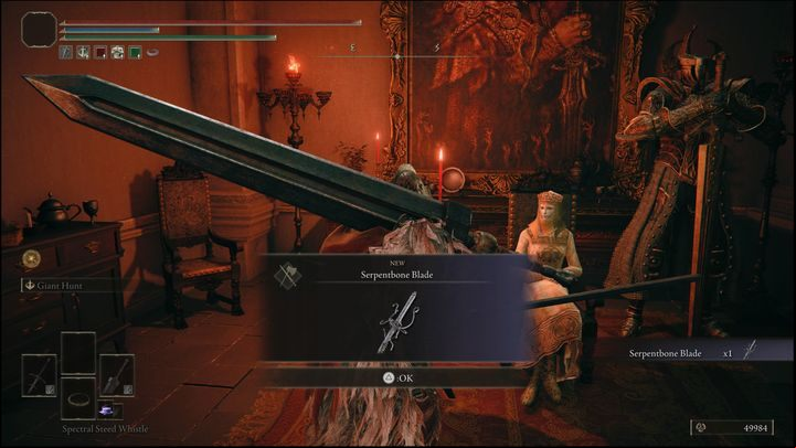 Reporting the completion to Tanith is rewarded with a new weapon (Serpentbone Blade) - Elden Ring: Tanith / Volcano Manor questline - walkthrough, solution - Quests - Elden Ring Guide