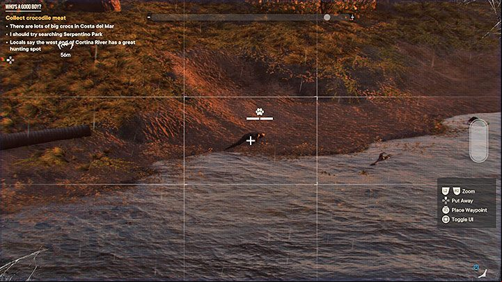 After reaching the place, it's best to scout it from a distance in order to look around for a crocodile and tag it - Far Cry 6: Whos a Good Boy - walkthrough - Yaran stories - Madrugada - Far Cry 6 Guide
