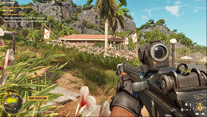 Lieutenant Pena is inside a building with an officer rank symbol, shown in the picture above - Far Cry 6: Death Warrant - walkthrough - Operations - Madrugada - Far Cry 6 Guide