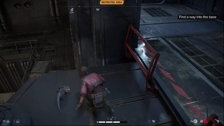 While standing near the streams you can use the grappling hook and swing to jump inside the structure - Star Wars Outlaws: The Droidsmith - walkthrough - Akiva - Star Wars Outlaws Guide