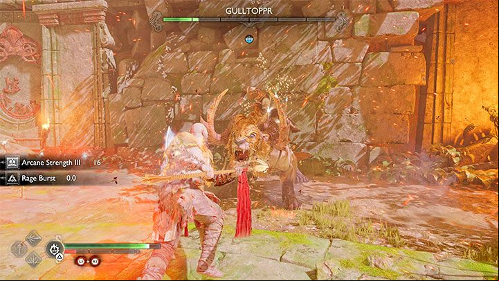 The best opportunity to attack the beast without being punished is doing so after each completed charge, as Gulltoppr won't perform any actions for a while - God of War Ragnarok: How to defeat Gulltoppr and Heimdall? - Bosses - God of War Ragnarok Guide