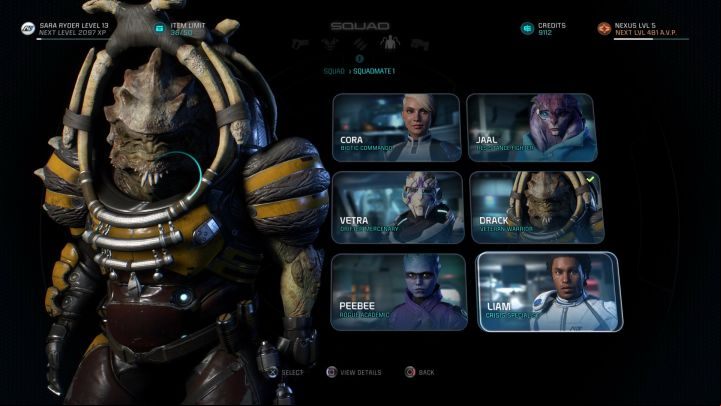 Party selection screen. - How to change active party in Mass Effect: Andromeda? - FAQ - Frequently asked questions - Mass Effect: Andromeda Game Guide