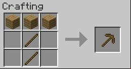 Pickaxe is the basic mining tool - Minecraft: Weapon, armor, tools - recipes, list, crafting - Recipes - Minecraft Guide