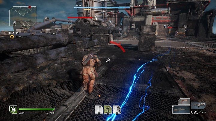 You can easily dodge Gauss's basic attacks as you run or by using the cover generously scattered throughout the arena - Outriders: Gauss - how to defeat the boss? - Bosses - Outriders Guide