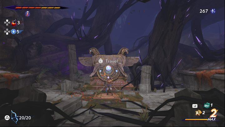 The central part of the region, near a large tree with magical properties - Prince of Persia The Lost Crown: All Fast travel points - Secrets and Collectibles - Prince of Persia The Lost Crown Guide