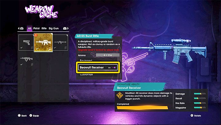 You must visit the armory at the Saints HQ or the Friendly Fire weapons store, highlight the ability and change it to active - Saints Row 2022: Signature Abilities - Basics - Saints Row Guide, Walkthrough