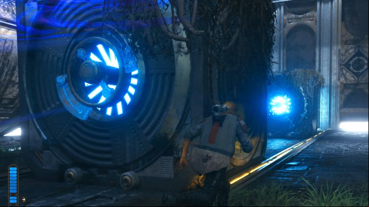 The first block must be near the moving elevator - Jedi Survivor: The Chamber of Detachment on Koboh - Puzzles - Star Wars Jedi Survivor guide