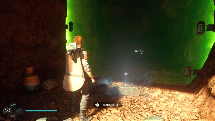 You will find the echo in front of the green gate, near the meditation point - Jedi Survivor: Whistling Drop on Jedha - list of secrets - Jedha - Star Wars Jedi Survivor guide