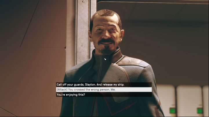 The confrontation will begin after going past the inactive elevator shaft - Starfield: All That Money Can Buy - walkthrough - Main missions - Starfield Guide