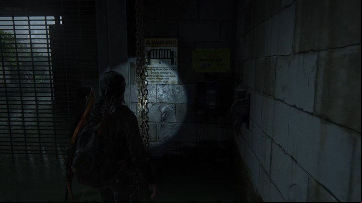 Get out of the boat, approach the chain, and pull it - The Last of Us 2: The Flooded City - boat trip, Seattle Day 3 Ellie walkthrough - Seattle Day 3 - Ellie - The Last of Us 2 Guide