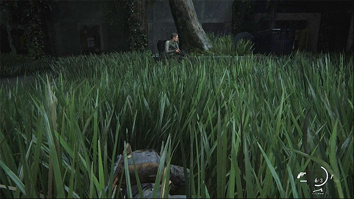 Before you start sneaking, crouch or lie down on the ground (hold Circle) Crawling will make it very difficult for opponents to locate you, but this stance limits the heroines mobility - you wont be able to defend yourself from a melee attack or perform a silent execution - The Last of Us 2: Combat and stealth guide - Basics - The Last of Us 2 Guide