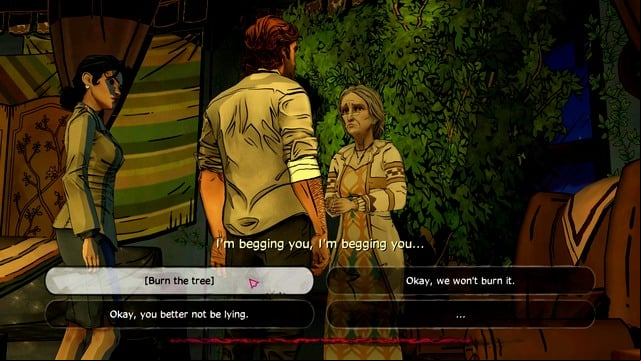 Do we burn a...tree? - Happy Thoughts - Episode 3: A Crooked Mile - The Wolf Among Us - Game Guide and Walkthrough